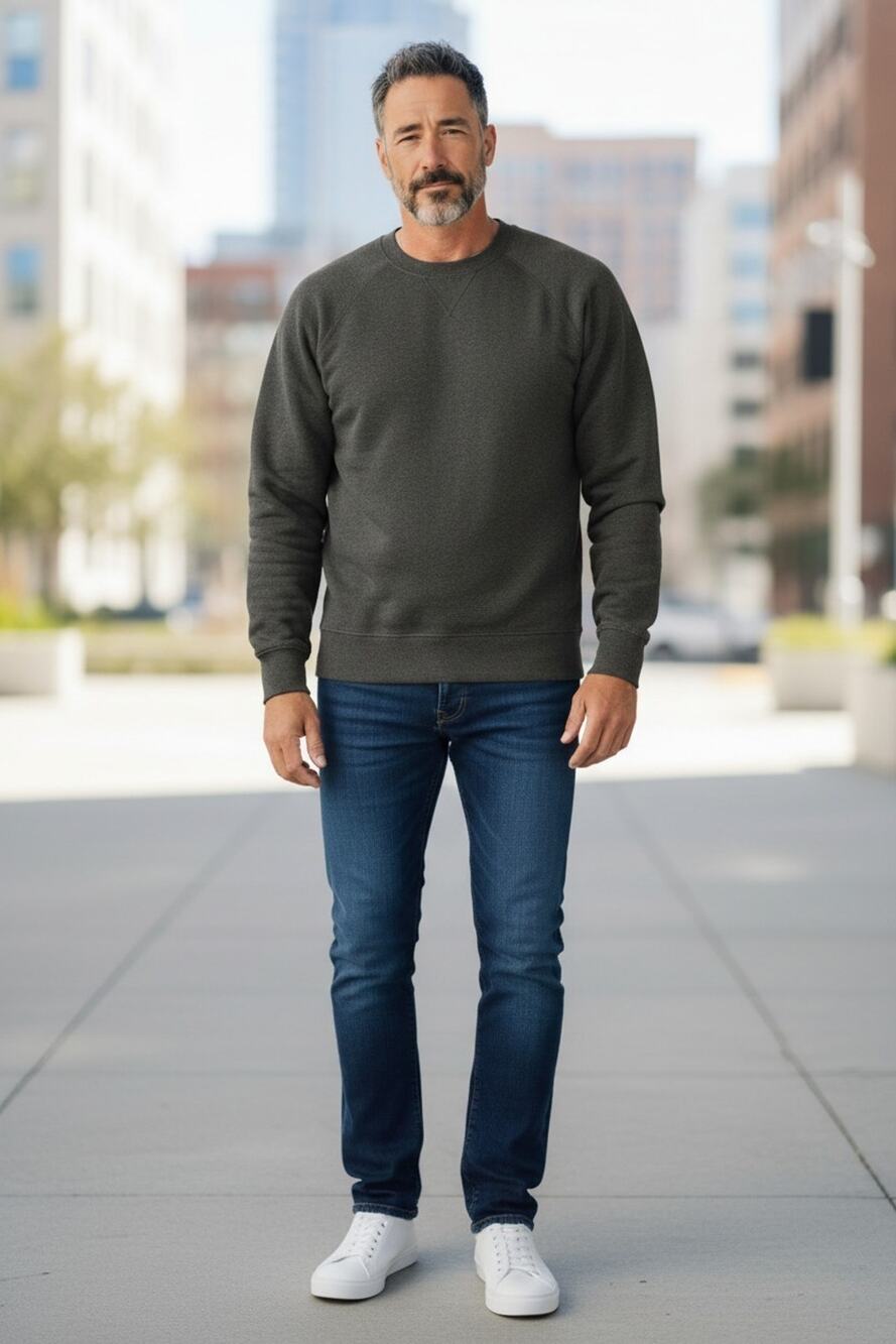 MTA Sport Sweatshirt Men's Medium Dark Gray Crewneck Casual Pullover Sweater